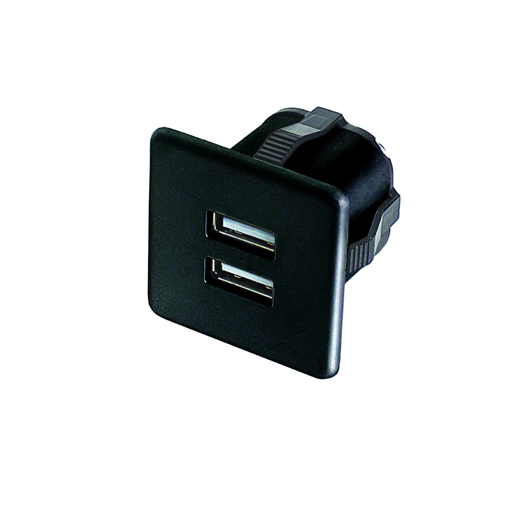 Розетка USB, врезная, черный