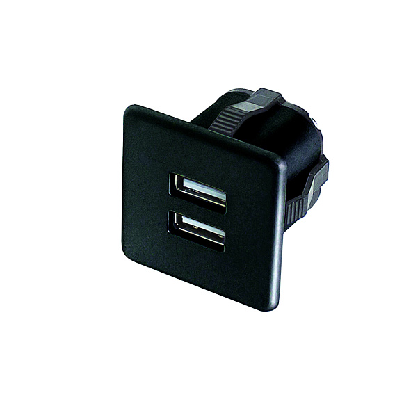 Розетка USB, врезная, черный