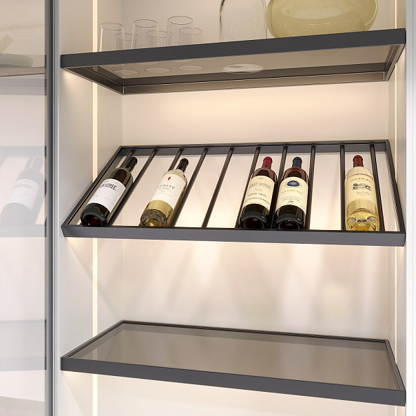 Полка WINERY для бутылок с подсветкой, ширина 867 мм, глубина 370 мм, антрацит