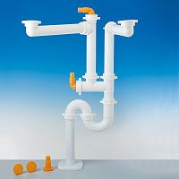 уцененный сифон компактный spazio 2/s для двойной мойки, g 1 ½”, вывод в пол ø40 мм, белый УЦЕНЕННЫЙ сифон компактный SPAZIO 2/S для двойной мойки, G 1 ½”, вывод в пол Ø40 мм, белый