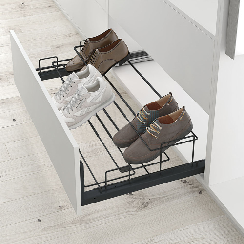 выдвижная телескопическая обувница roland, выдвижной фасад, ширина 640-1000 мм, антрацит Выдвижная телескопическая обувница ROLAND, выдвижной фасад, ширина 640-1000 мм, антрацит