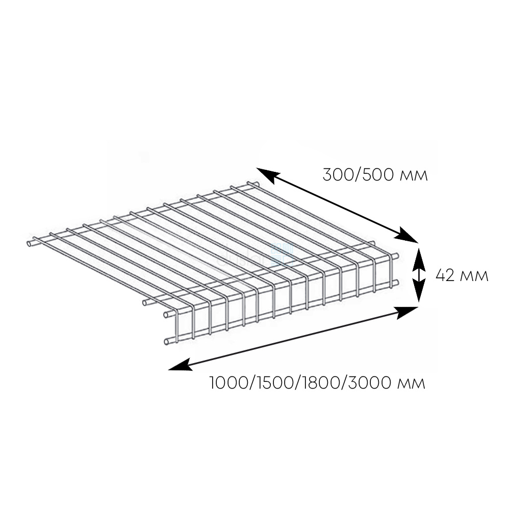 Полка AGATA сетчатая универсальная(для обуви/одежды) 3000х300х42 мм, цвет -  белый