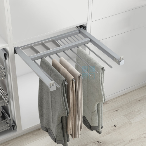 выдвижная телескопическая брючница pansy с лотком для аксессуаров, ширина 500-600 мм, серый Выдвижная телескопическая брючница PANSY с лотком для аксессуаров, ширина 500-600 мм, серый