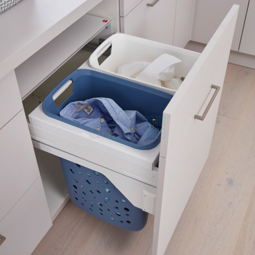 Система хранения белья LAUNDRY CARRIER 66 л, выдвижной фасад 600 мм, белый/синий