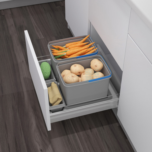 система сортировки practiko 2 24 л, выдвижной фасад 600 мм, глубина 460 мм, серый Система сортировки PRACTIKO 2 24 л, выдвижной фасад 600 мм, глубина 460 мм, серый