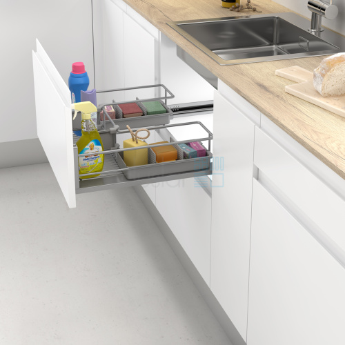 корзина renata под мойку, выдвижной фасад 600 мм, серый Корзина RENATA под мойку, выдвижной фасад 600 мм, серый