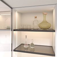 Полка GLASSIMO с подсветкой из алюминиевого профиля, ширина 867 мм, антрацит