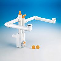 сифон компактный spazio 2 nt для двойной мойки, g 1 ½”, вывод в стену ø40 мм, белый Сифон компактный SPAZIO 2 NT для двойной мойки, G 1 ½”, вывод в стену Ø40 мм, белый