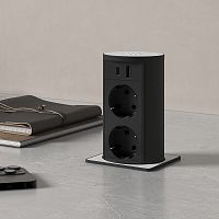 Розетка VERSALIFT USB, врезная, белый/черный