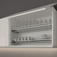 Сушка 2-х уровневая для посуды в верхний шкаф на ширину фасада 600 мм, цвет - хром